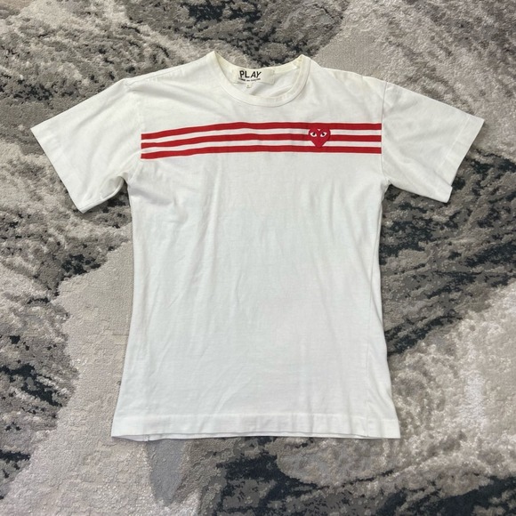 Comme des Garçons Play Other - PLAY Comme des Garçons Vintage Y2K White T-Shirt RARE Three Stripes Men's S